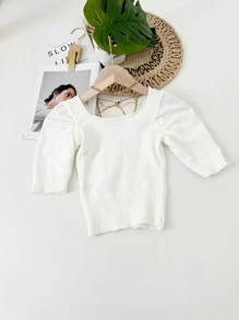 Women Knit Tops - trắng - Xem 4