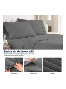 Juego de Sábanas individuales Bluelander, 3 piezas - Gris Oscuro - Ver 6
