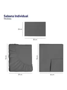 Juego de Sábanas individuales Bluelander, 3 piezas - Gris Oscuro - Ver 10