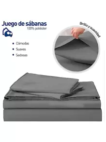 Juego de Sábanas individuales Bluelander, 3 piezas - Gris Oscuro - Ver 4