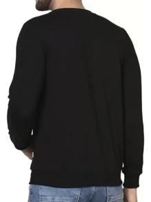 Men's Round Neck Sweatshirt + Sports Gym Pants Kit Set Promotion - Black - View 2