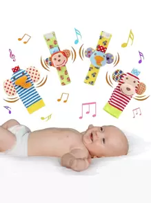 Baby Rattles Toys , Infant Newborn Baby Toys  Girl Boy Gifts Set With Wrist Rattle Socks (Some Parts May Be Random) - Multicolor - View 1