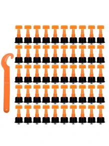 Kit 50 Piezas Sistema Nivelador Azulejo Loseta Piso Reutilizable Util Vmingo Mexico - Naranja - Ver 2
