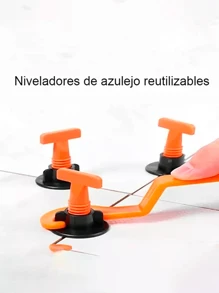 Kit 50 Piezas Sistema Nivelador Azulejo Loseta Piso Reutilizable Util Vmingo Mexico - Naranja - Ver 3