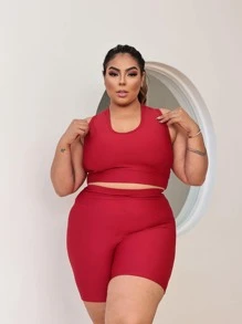 Plus Size Co-Ords - Red - View 1