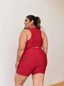 Plus Size Co-Ords - Red - View 2