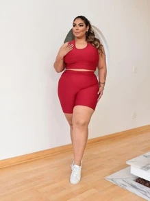 Plus Size Co-Ords - Red - View 3