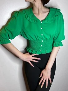 Women Tops - 綠色 - 查看 3