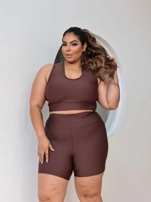 Plus Size Co-Ords - Rust Brown - View 1