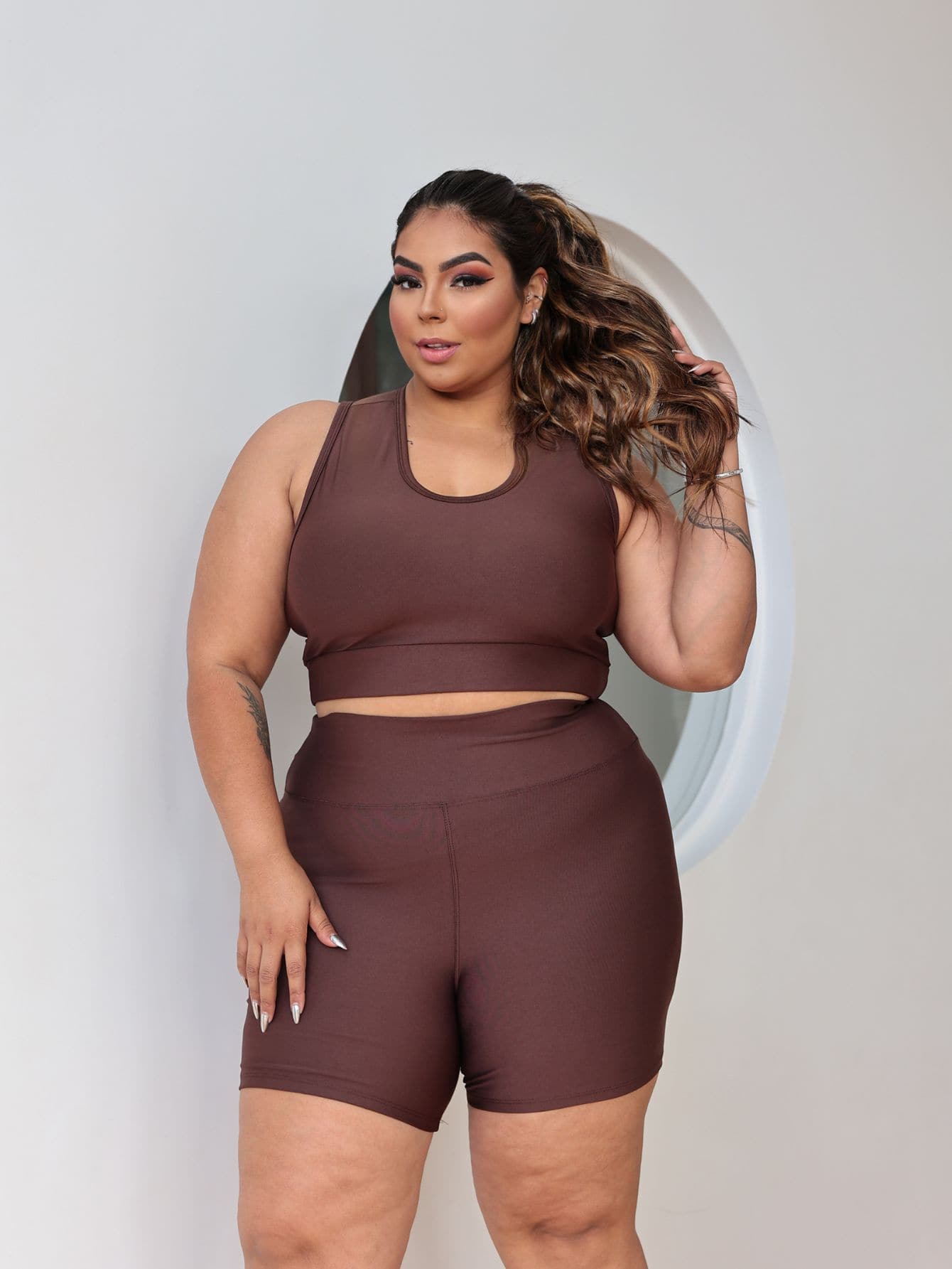 Plus Size Co-Ords - Rust Brown - View 1