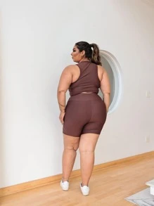 Plus Size Co-Ords - Rust Brown - View 2