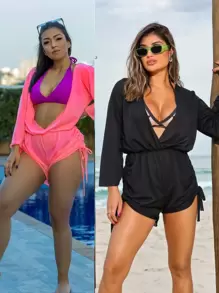 Women Cover Ups - 玫紅色 - 查看 1