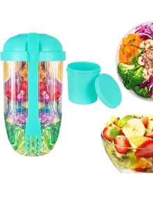 Bento Box 1300ml  - Lonchera con  4 compartimentos en una caja,0 1Bento grande a prueba de fugas con vajilla, contenedor para aperitivos, para cenar fuera, trabajo - verde menta - Ver 1