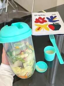 Bento Box 1300ml  - Lonchera con  4 compartimentos en una caja,0 1Bento grande a prueba de fugas con vajilla, contenedor para aperitivos, para cenar fuera, trabajo - verde menta - Ver 2