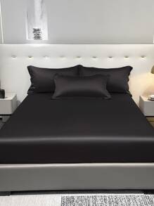 1pc Fashionable Solid Color Ice Silk Plain Weave Bedspread Dust Cover For Bedroom Home Textile Bedding - Multicolor - View 4