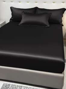 1pc Fashionable Solid Color Ice Silk Plain Weave Bedspread Dust Cover For Bedroom Home Textile Bedding - Multicolor - View 2