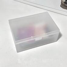 1pc Frosted Storage Box, Transparent Stationery Organizer, Fit For Card Sleeves&Postcards, Desk Holder Back To School