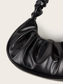 1pc Girls' Fashion Crinkle Hand-Held Tote Bag, Suitable For Daily Outings - Black - View 9