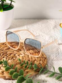 1 chiếc kính thời trang vuông màu chuyển sắc có đinh tán - Màu xanh lam - Xem 1