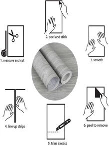 1卷灰色木接觸紙木紋質感紋理剝和棒牆紙膠黏劑紙燈灰色牆覆蓋桌子架子防潮墊櫥櫃衣櫃 - 彩色 - 查看 8