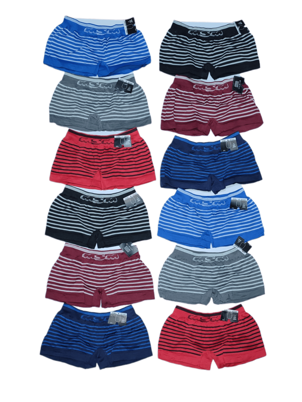12 Piezas de Boxers Para Niño  UNITALLA , Se Envía en Colores Surtidos Y Al Azar , Con o Sin Estampado de Acuerdo a Disponibilidad.