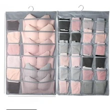 doméstico doble faz 36 cuadros Ropa interior almacenamiento tipo de cajón Calcetines Sujetador Braguitas apartado de cuadros armario almacenamiento Bolsa colgante - Gris - Ver 1