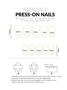 24 piezas de uñas postizas estilo degradado de tonos nude a negro con forma elíptica corta, incluyendo 1 tira de lijado de uñas y 1 pieza de pegamento jelly uñas falsas uña falsa uña acrílica