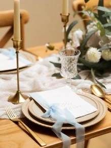 1 cuộn/2 cuộn Vải tua rua thủ công tự làm Quà tặng Ruy băng chiffon, Ruy băng xanh da trời 197*1,5 inch Thích hợp cho Thiệp mời đám cưới, Bó hoa cô dâu, Bao bì quà tặng, Đồ thủ công tự làm, Làm nơ, Giáng sinh - Màu xanh nhạt - Xem 5