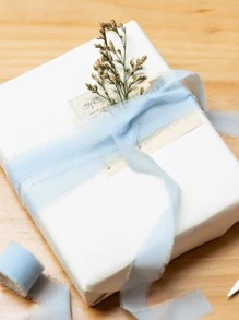 1 cuộn/2 cuộn Vải tua rua thủ công tự làm Quà tặng Ruy băng chiffon, Ruy băng xanh da trời 197*1,5 inch Thích hợp cho Thiệp mời đám cưới, Bó hoa cô dâu, Bao bì quà tặng, Đồ thủ công tự làm, Làm nơ, Giáng sinh - Màu xanh nhạt - Xem 2