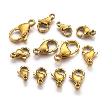 10 Pcs Stainless Steel 18k Gold-Plated Lobster Clasp Necklace Bracelet Connector DIY Jewelry Accessories Necklace Bracelet Connector