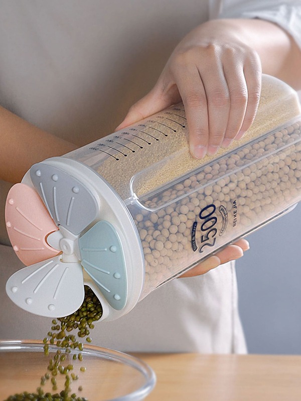 1pc Plastic Grain Storage Container With Compartments, Kitchen Food