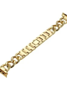 1入組中性別緻牛仔鏈條&素色金屬質感帶38/40/41/42/44/45mm適用於Apple Watch - 金色 - 查看 6