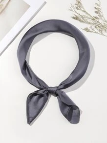 1 Khăn Bandana màu trơn giống như lụa dành cho nữ, hoàn hảo cho kỳ nghỉ, trang phục thường ngày, trang phục hàng ngày và quà tặng lễ hội - Màu xám đen - Xem 3