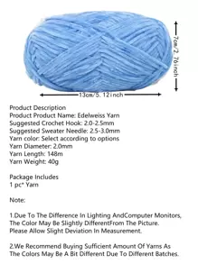 DUWEN 1skein Polyester Yarn, Minimalist Blue Thread For Apparel Sewing