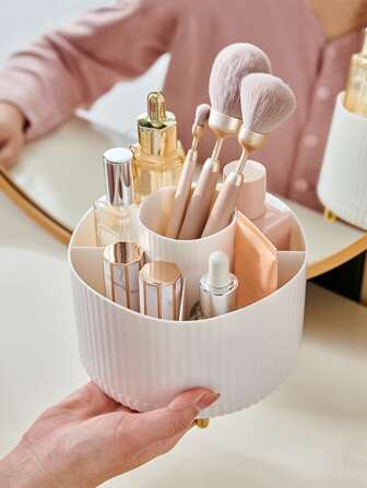 化妆刷收纳架，1个装，360°旋转多功能化妆刷烘干架，大容量收纳支架，托盘式支撑展示架，适用于梳妆台、浴室台面、橱柜，可收纳眼线笔/唇线笔、唇彩、唇线笔、口红、眼影、遮瑕膏等。适用于房间、家居、卧室、浴室、住宅、粉色房间、客厅装饰、旅行用品、礼品袋、送给妈妈、爸爸、男士、朋友、老师的礼物、生日礼物、婚礼礼物、办公桌、置物架、配件、礼品盒、趣味礼物、收纳、化妆刷架、送给女性的礼物、圣诞礼物、女性礼物创意。