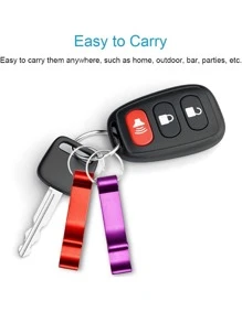 1入優質金屬彩色啤酒瓶開瓶器鑰匙扣，男女皆適用，輕巧實用，輕鬆開啤酒瓶瓶蓋，休閒必備 - 藍色 - 查看 5