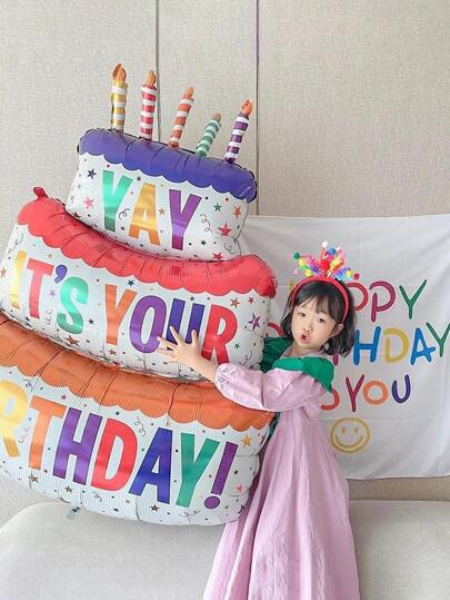 1pc Happy Birthday Balloon, 39-Inch (About 99.1cm), Foil Polyester Film Self-Inflating Balloon, For Birthday Party Decorations, Back To School Valentine Day