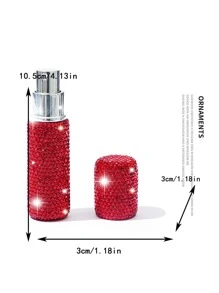小型可補充香水噴霧瓶,閃耀微光水晶香水瓶,口袋大小旅行必備品,優雅高級 - 紅色 - 查看 3