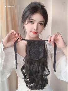 Short Body Wave Ponytail Synthetic Hair Extension - Black - View 6