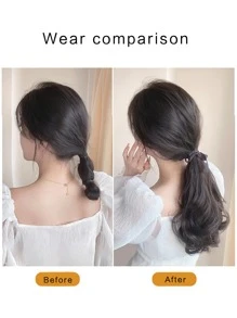 Short Body Wave Ponytail Synthetic Hair Extension - Black - View 3