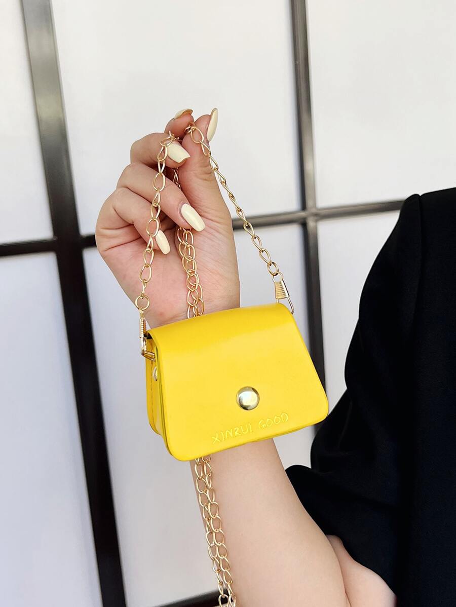 Túi đeo chéo mini xích đơn giản thời trang màu trơn mùa hè - Màu vàng - Xem 1