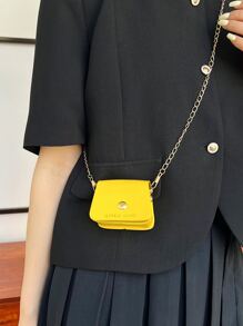 Túi đeo chéo mini xích đơn giản thời trang màu trơn mùa hè - Màu vàng - Xem 2