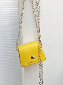 Túi đeo chéo mini xích đơn giản thời trang màu trơn mùa hè - Màu vàng - Xem 3