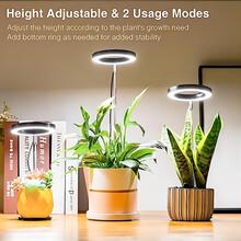植物生長燈,室內植物用全波段led植物燈,高度可調適用於4/8小時自動開/關計時器,4段可調節亮度,非常適合小植物和迷你盆栽 - 米色 - 查看 5