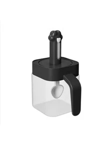 單耐熱玻璃調味品罐帶湯匙 - 黑色 - 查看 1