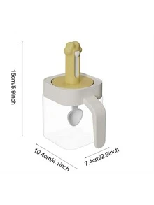 單耐熱玻璃調味品罐帶湯匙 - 黑色 - 查看 7
