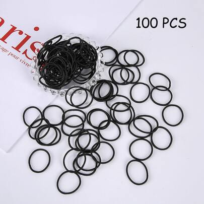 100入組女式素色髮飾，不損傷頭髮鬆緊帶時尚裝飾髮帶，女式橡皮筋，素色，不損傷頭髮髮帶，高彈力馬尾辮髮夾髮飾