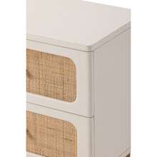 COZAYH Wicker Rattan Nightstand, 2-Drawer End Table Side Table For Small Spaces, Modern Farmhouse Wooden Bedside Table, Boho Mid-Century Coastal Storage Cabinet - White - View 10