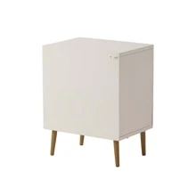 COZAYH Wicker Rattan Nightstand, 2-Drawer End Table Side Table For Small Spaces, Modern Farmhouse Wooden Bedside Table, Boho Mid-Century Coastal Storage Cabinet - White - View 11