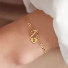 26個字母初始手鍊女士時尚不銹鋼扣環紙片鏈手鍊